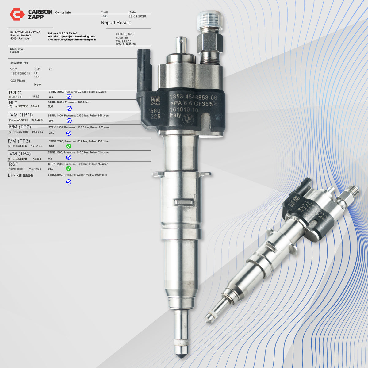 13537589048-09 ORIGINAL BMW Fuel Injector for E81, E88, E90, E93, E60 – 13537565138