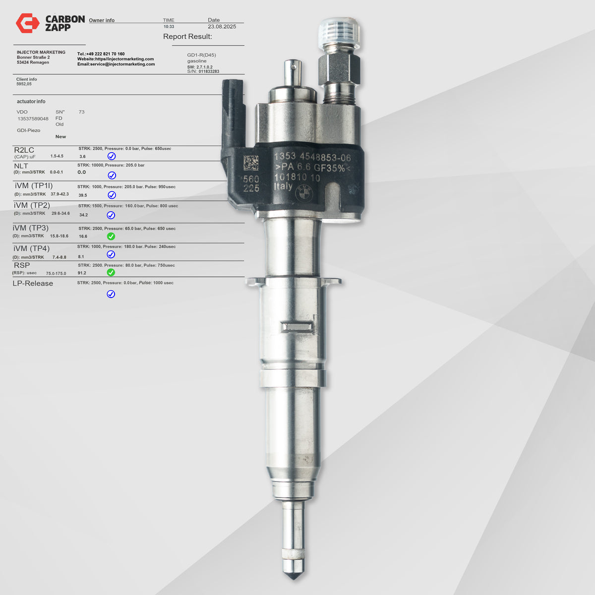 BMW Fuel Injector Valve 13537537317 / 13537585261-09 / 13537589048 / 13538616079